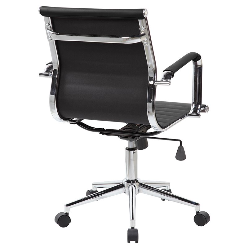 Pemberly Row Modern / Contemporary Modern Task Chrome Chair in Black