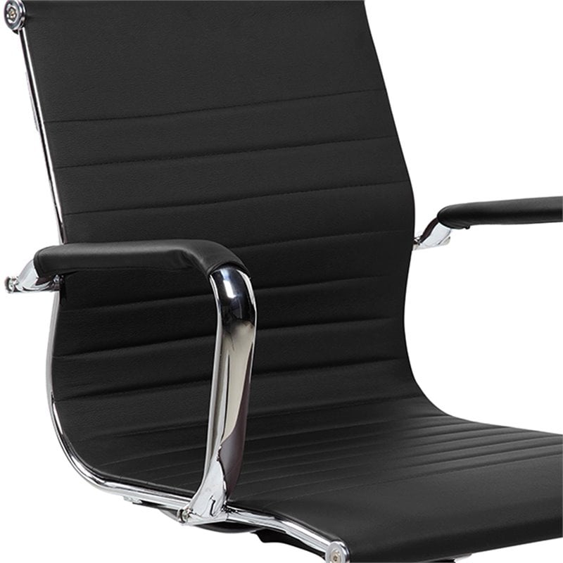 Pemberly Row Modern / Contemporary Modern Task Chrome Chair in Black