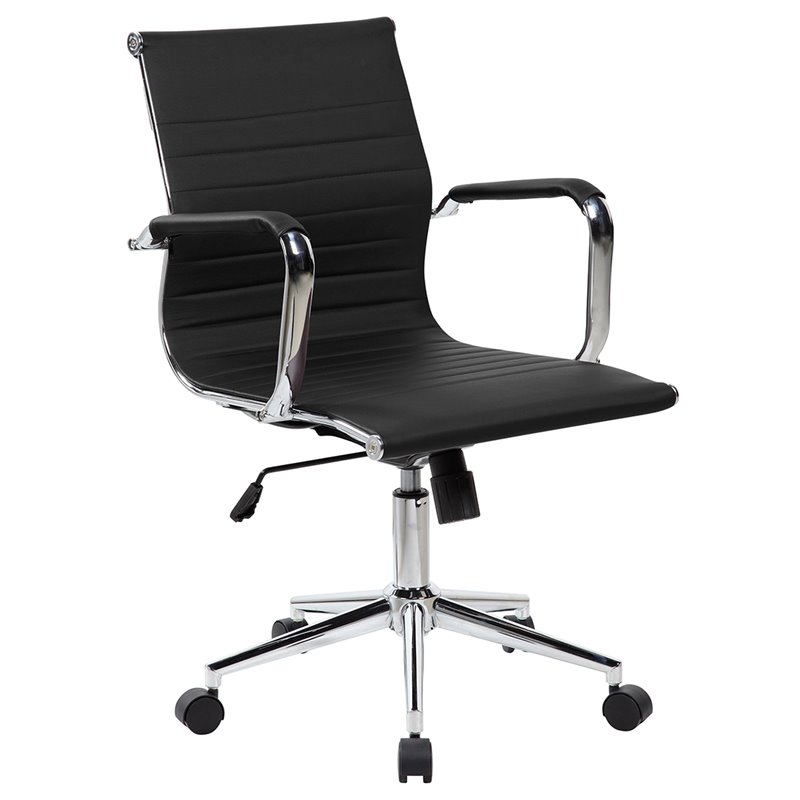 Pemberly Row Modern / Contemporary Modern Task Chrome Chair in Black
