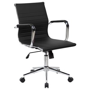 Pemberly Row Modern / Contemporary Modern Task Chrome Chair in Black