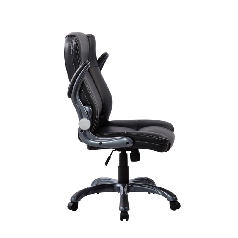 Pemberly Row Medium Back Manager Chair with Flip-up Arms in Black