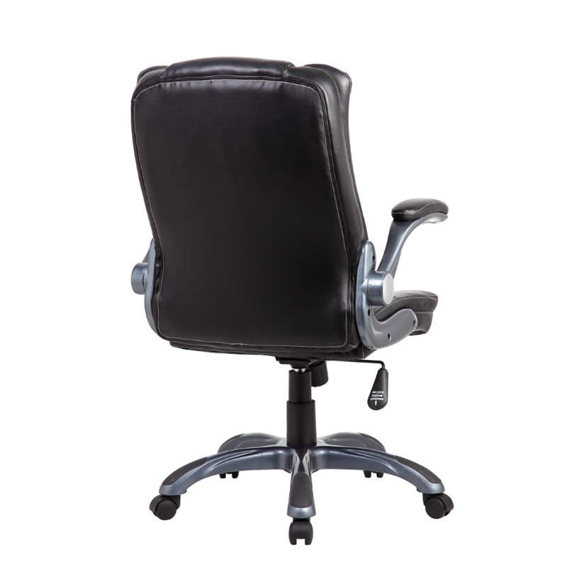 Pemberly Row Medium Back Manager Chair with Flip-up Arms in Black