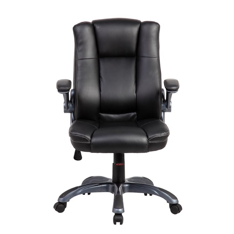 Pemberly Row Medium Back Manager Chair with Flip-up Arms in Black