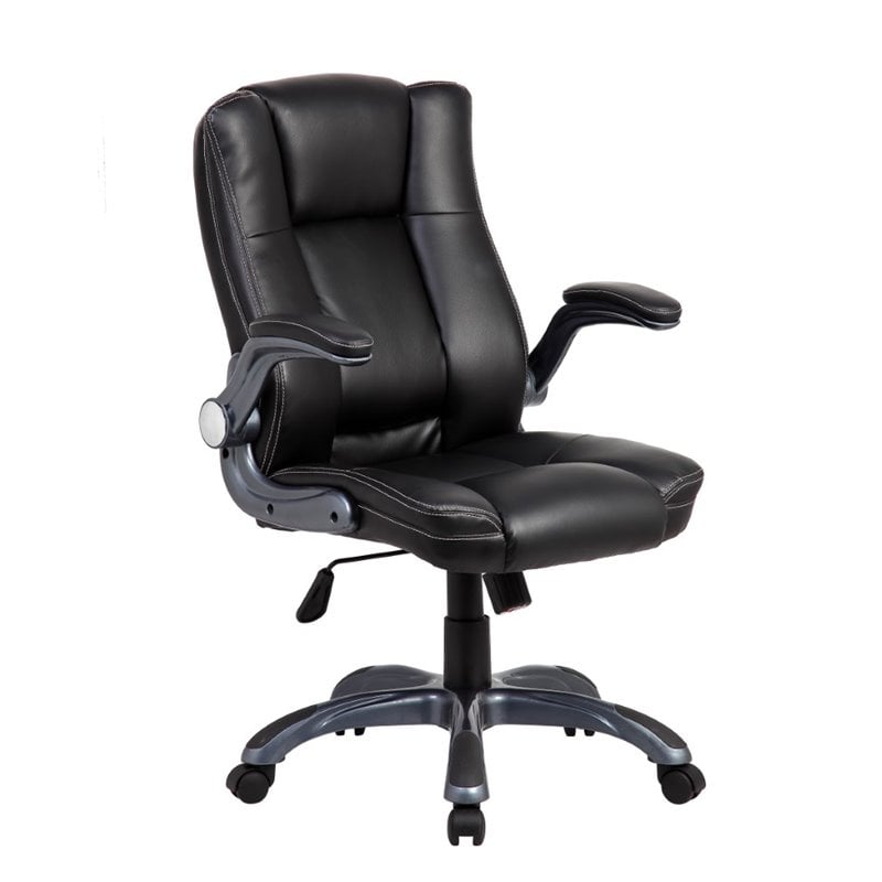 Pemberly Row Medium Back Manager Chair with Flip-up Arms in Black