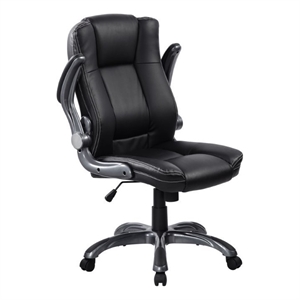 Pemberly Row Medium Back Manager Chair with Flip-up Arms in Black