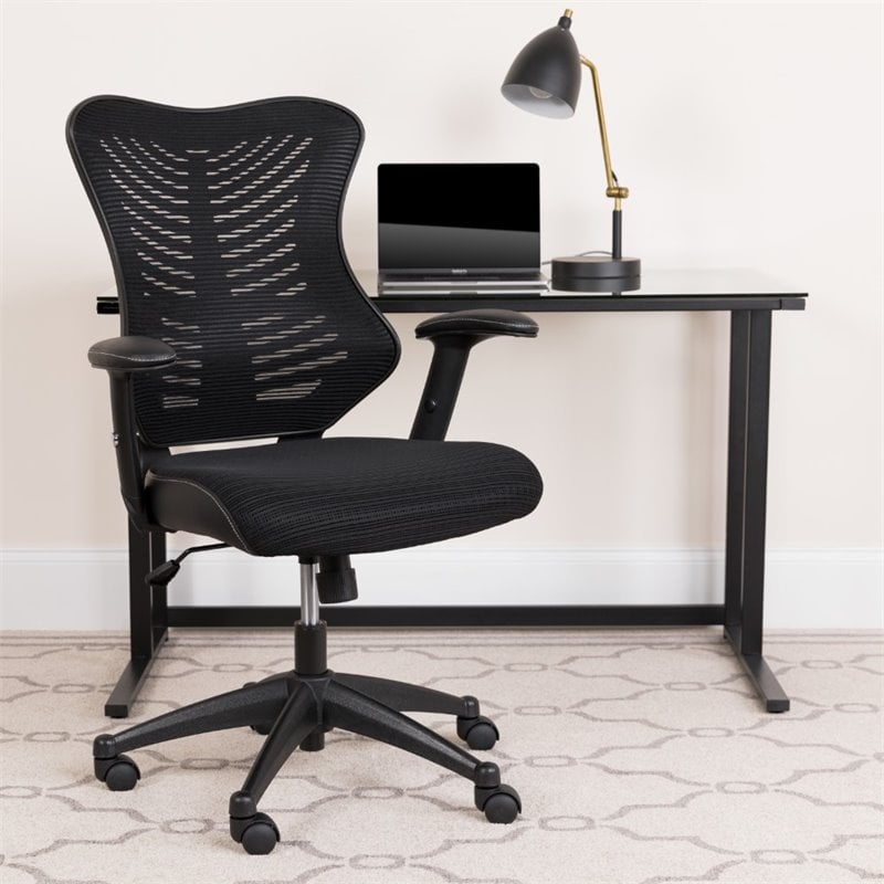 Pemberly Row Contemporary High Back Mesh Office Chair in Black