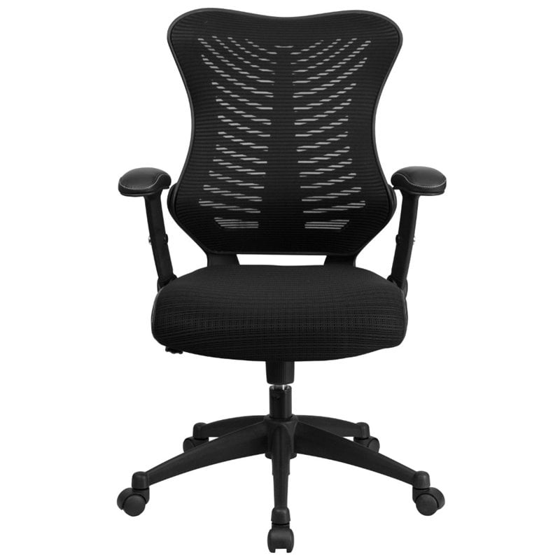Pemberly Row Contemporary High Back Mesh Office Chair in Black