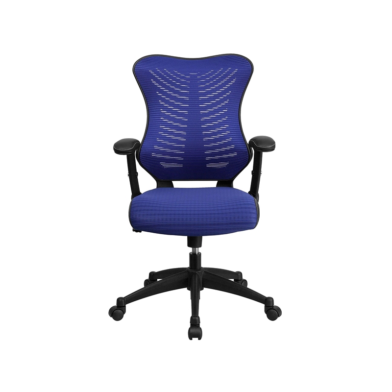 Pemberly Row Contemporary High Back Mesh Office Chair in Blue