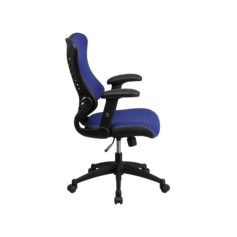 Pemberly Row Contemporary High Back Mesh Office Chair in Blue