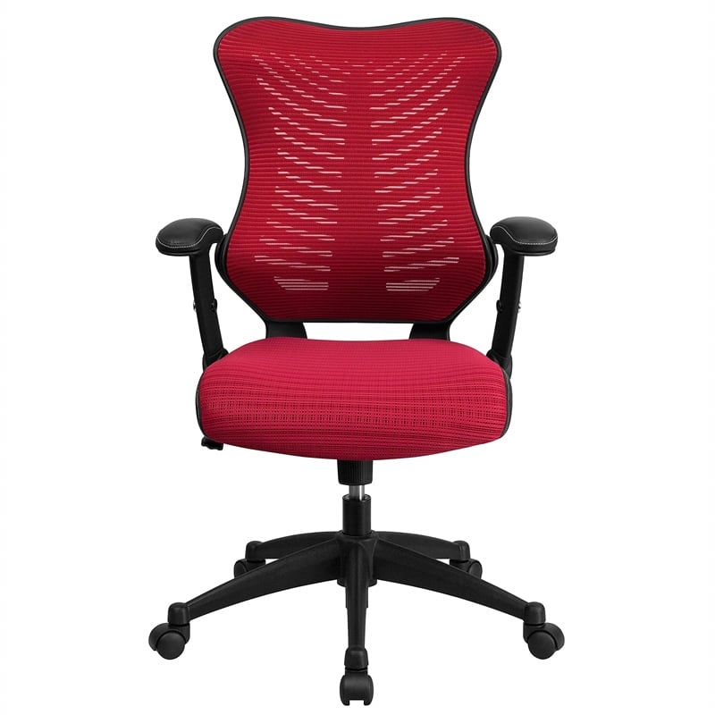 Pemberly Row Contemporary High Back Mesh Office Chair in Burgundy