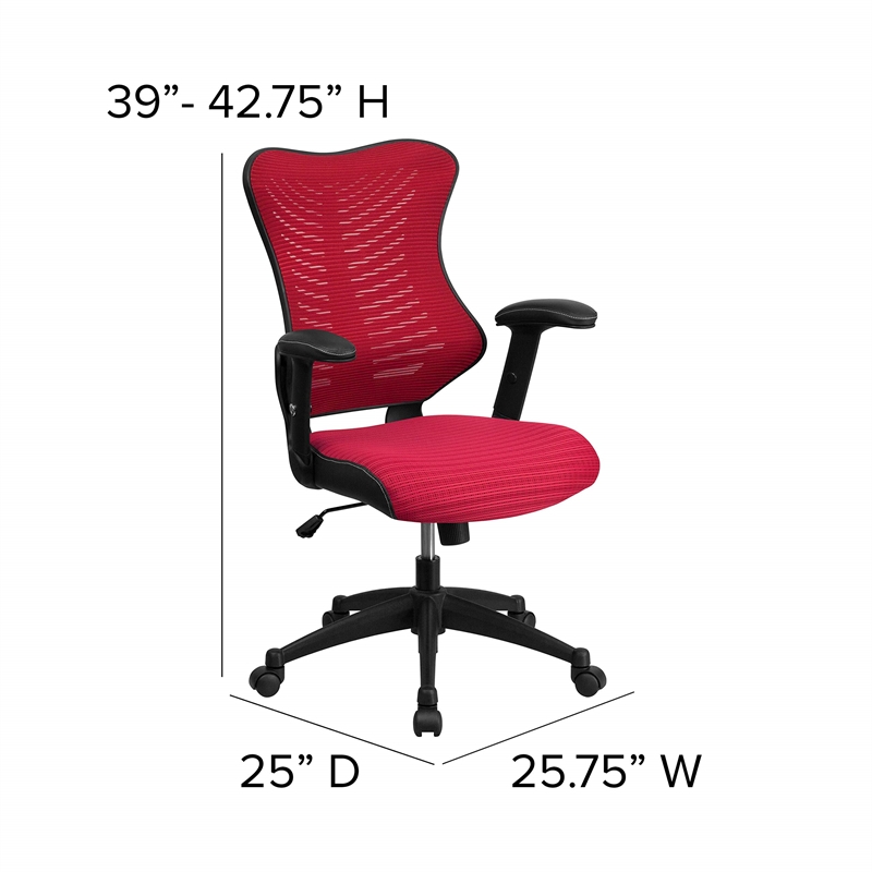Pemberly Row Contemporary High Back Mesh Office Chair in Burgundy