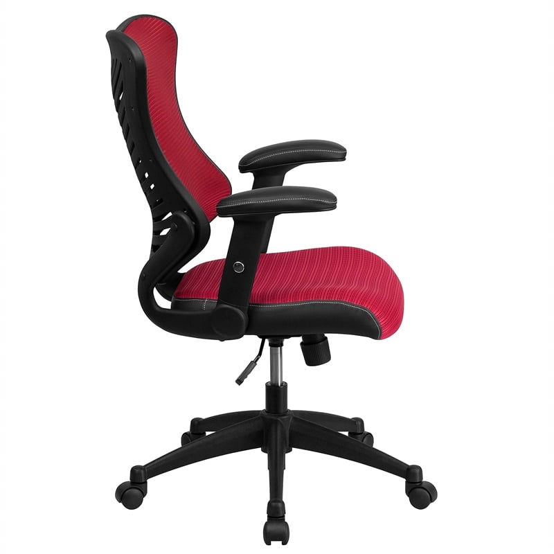 Pemberly Row Contemporary High Back Mesh Office Chair in Burgundy