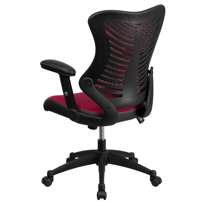 Pemberly Row Contemporary High Back Mesh Office Chair in Burgundy