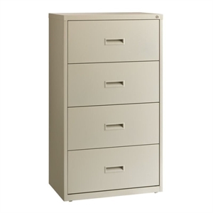 Pemberly Row 4-Drawer Modern Metal Lateral Filing Cabinet in Light Gray