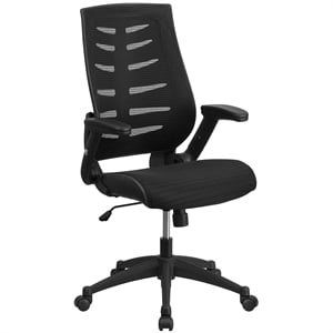 Pemberly Row Contemporary High Back Swivel Office Chair in Black