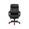 Pemberly Row Contemporary High Back Leather Swivel Office Chair in Black