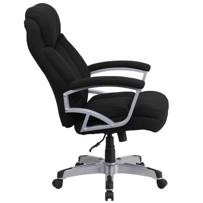 Pemberly Row Big and Tall Fabric Swivel Office Chair in Black