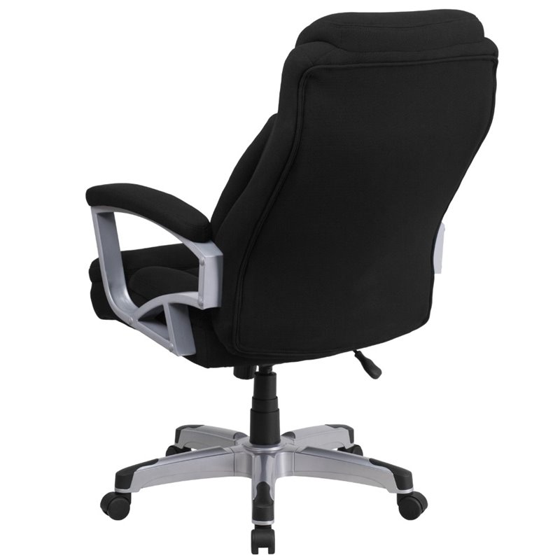 Pemberly Row Big and Tall Fabric Swivel Office Chair in Black