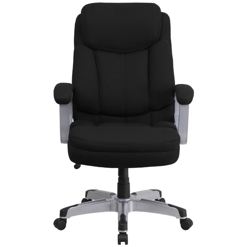 Pemberly Row Big and Tall Fabric Swivel Office Chair in Black
