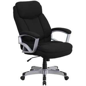 Pemberly Row Big and Tall Fabric Swivel Office Chair in Black
