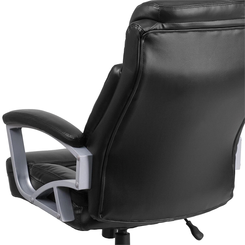 Pemberly Row Big and Tall Leather Swivel Office Chair in Black