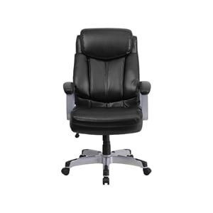 Pemberly Row Big and Tall Leather Swivel Office Chair in Black