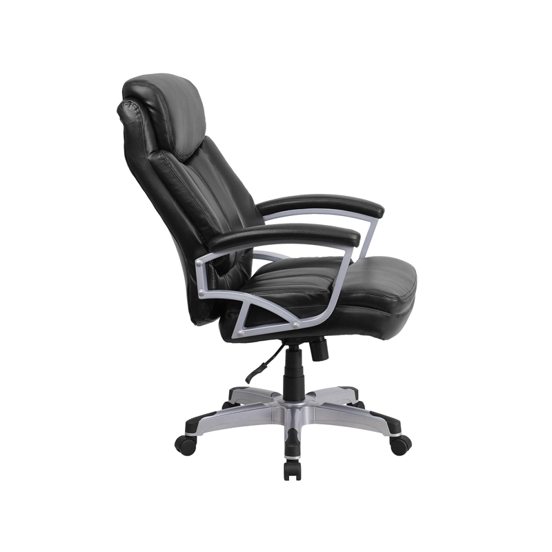 Pemberly Row Big and Tall Leather Swivel Office Chair in Black