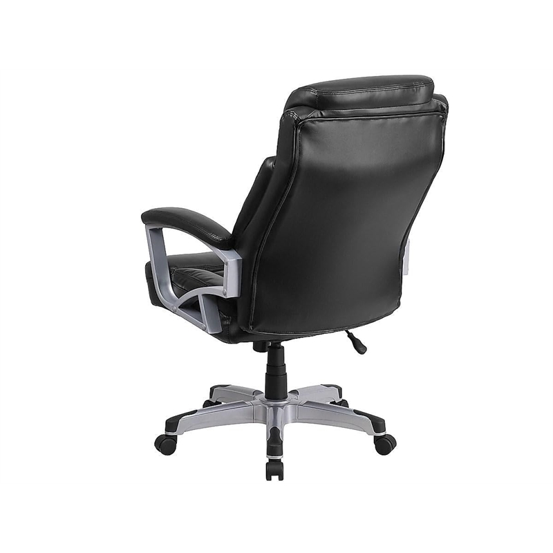 Pemberly Row Big and Tall Leather Swivel Office Chair in Black