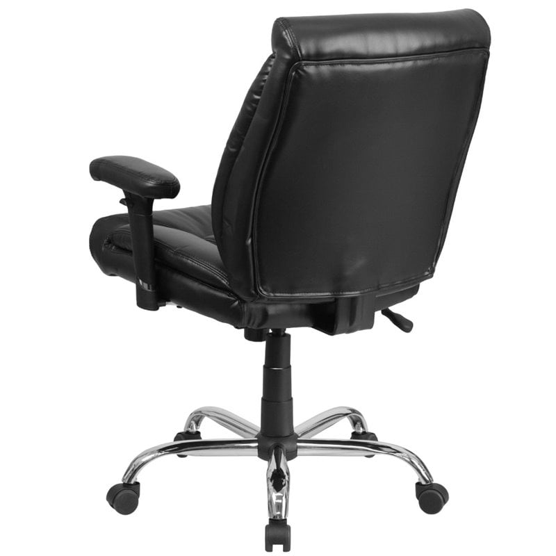 Pemberly Row Big and Tall Leather Swivel Office Chair in Black