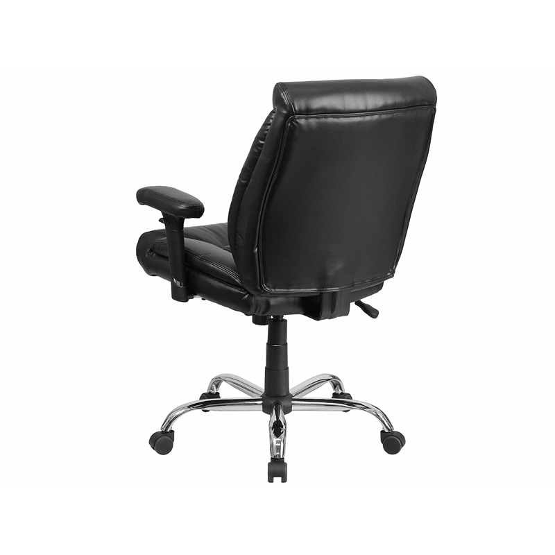 Pemberly Row Big and Tall Leather Swivel Office Chair in Black
