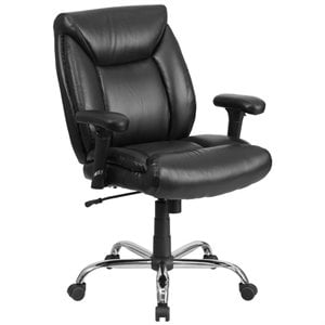 Pemberly Row Big and Tall Leather Swivel Office Chair in Black