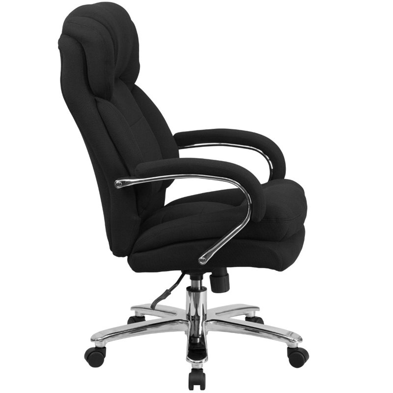 Pemberly Row Big and Tall Fabric Swivel Office Chair in Black