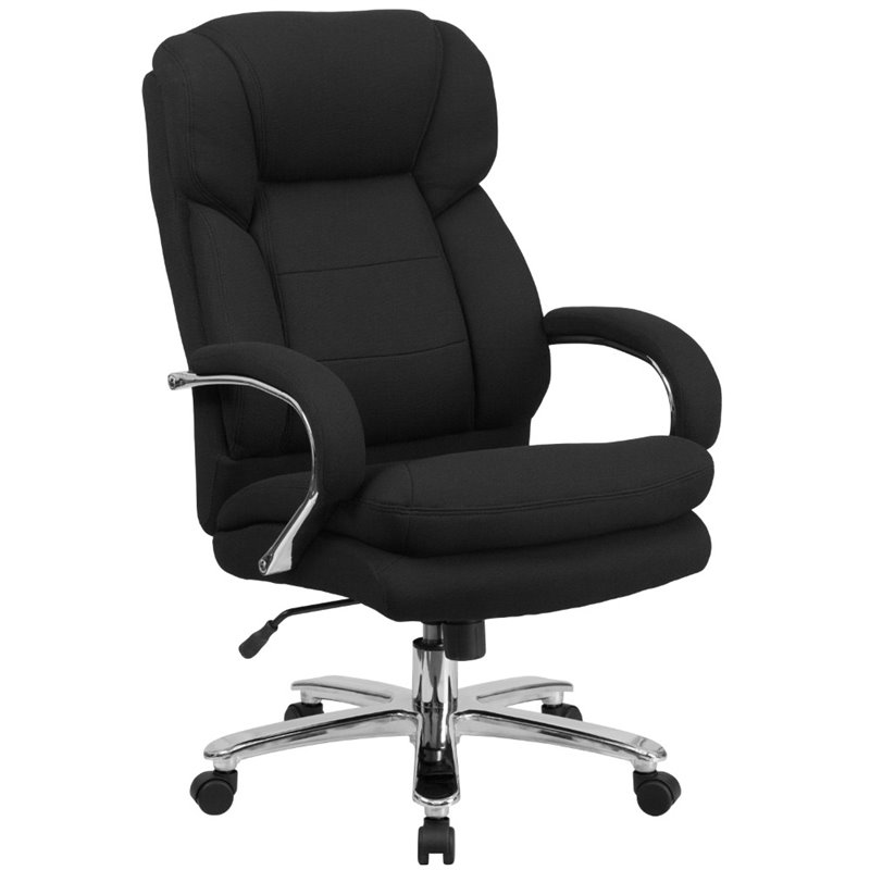 Pemberly Row Big and Tall Fabric Swivel Office Chair in Black