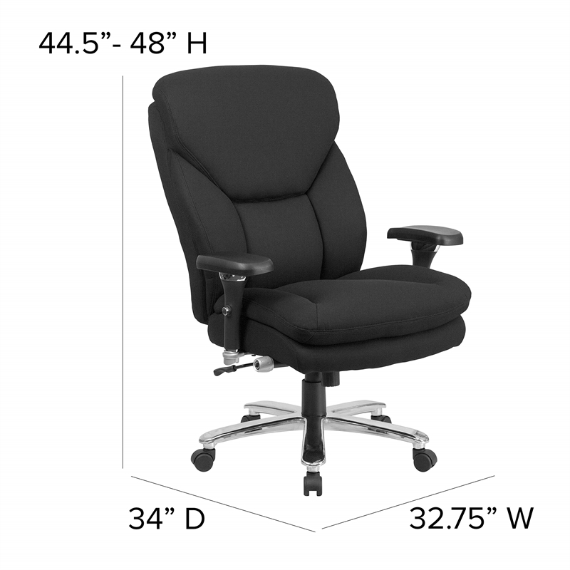 Pemberly Row Big and Tall Fabric Swivel Office Chair in Black