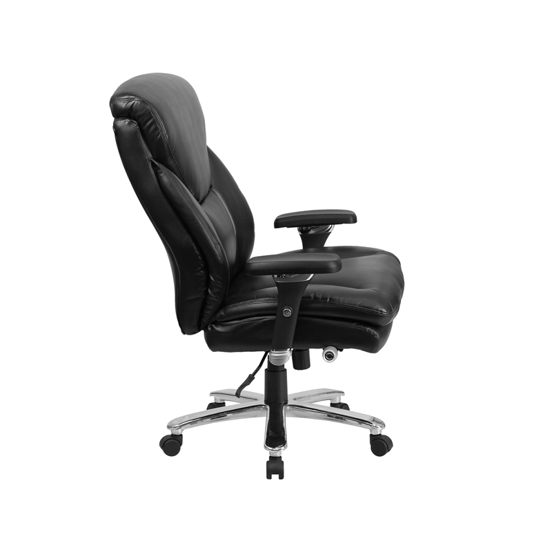 Pemberly Row Big and Tall Leather Swivel Office Chair in Black