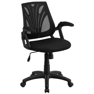 Pemberly Row Contemporary Mid-Back Office Swivel Chair In Black Mesh
