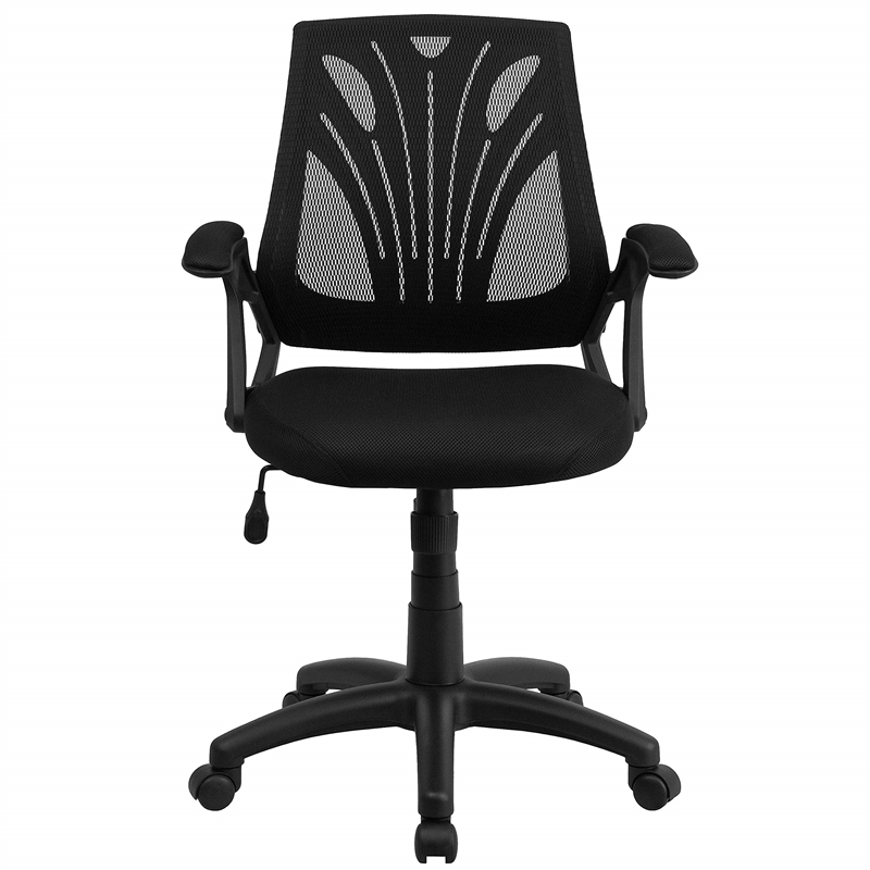 Pemberly Row Contemporary Mid-Back Office Swivel Chair In Black Mesh