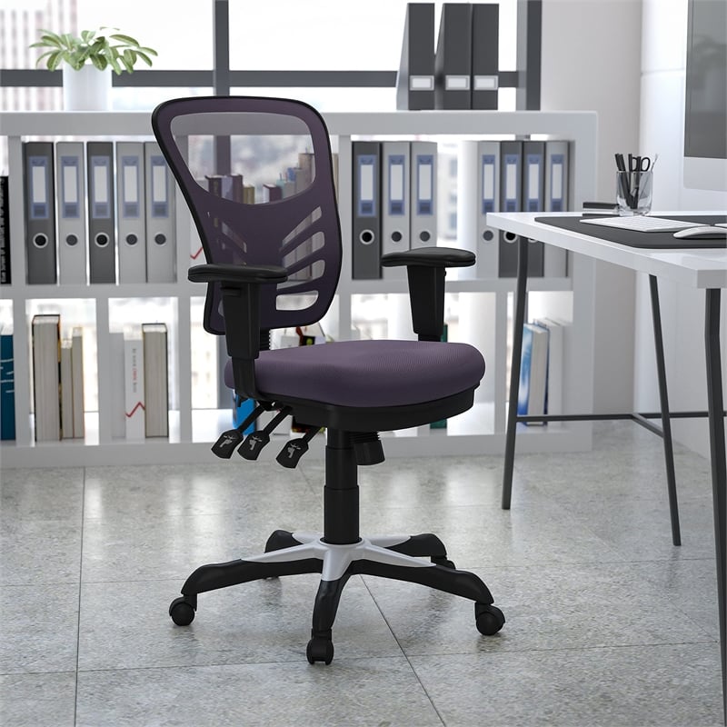 Pemberly Row Contemporary Mid Back Mesh Swivel Office Chair in Dark Gray