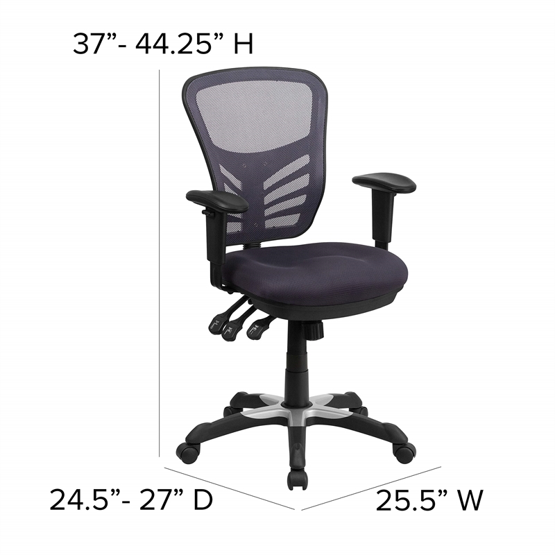 Pemberly Row Contemporary Mid Back Mesh Swivel Office Chair in Dark Gray