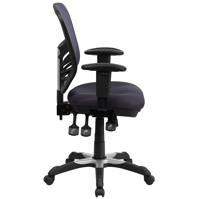 Pemberly Row Contemporary Mid Back Mesh Swivel Office Chair in Dark Gray