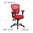 Pemberly Row Contemporary Mid Back Mesh Swivel Office Chair in Red
