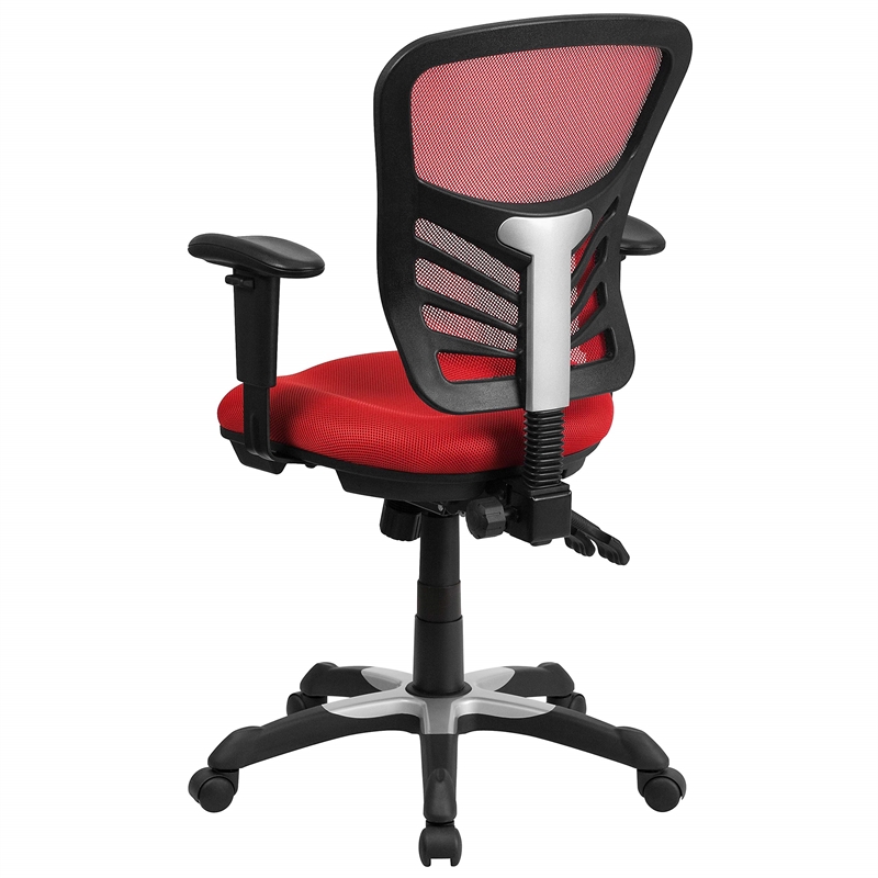 Pemberly Row Contemporary Mid Back Mesh Swivel Office Chair in Red