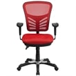 Pemberly Row Contemporary Mid Back Mesh Swivel Office Chair in Red