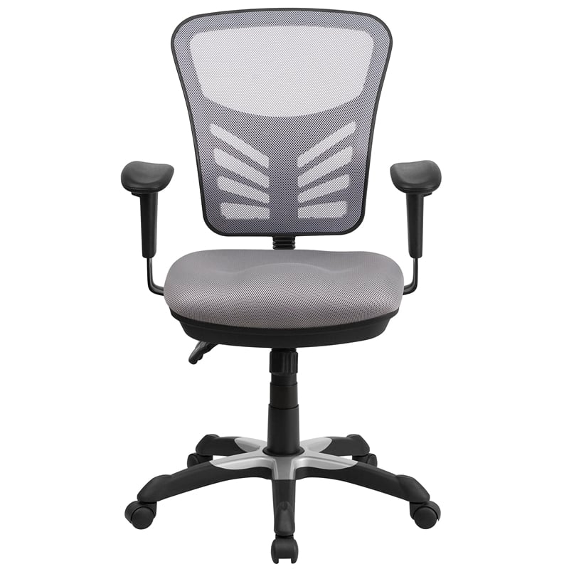 Pemberly Row Contemporary Mid Back Mesh Swivel Office Chair in Gray