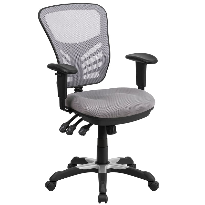 Pemberly Row Contemporary Mid Back Mesh Swivel Office Chair in Gray