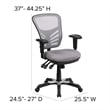 Pemberly Row Contemporary Mid Back Mesh Swivel Office Chair in Gray