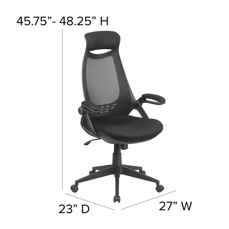 Pemberly Row Contemporary High Back Mesh Swivel Office Chair in Black