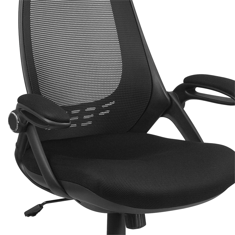 Pemberly Row Contemporary High Back Mesh Swivel Office Chair in Black