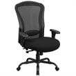 Pemberly Row Contemporary Big and Tall Fabric Swivel Chair in Black