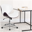 Pemberly Row Leather Swivel Office Chair in White and Mahogany
